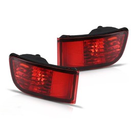 SAFAUTOPARTS Rear Bumper Reflector Lights Assembly Pair for 2003-2005 4Runner/2002-2009 Land Cruiser Prado 120 Replacemnet Tail Back Fog Lamps Driver and Passenger Side,Red House Clear Lens