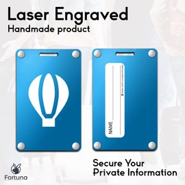 Premium 3-Layer Aluminum Luggage Tags by Fortuna - Easy to Claim, Laser-Engraved, Plastic-Free, and Eco-Friendly Luggage Tag Holders, 2-Pack, Blue