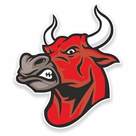 2 x 25cm/250mm Angry Red Spanish Bull Vinyl Sticker Decal Laptop Car Travel Luggage Label Tag #9554