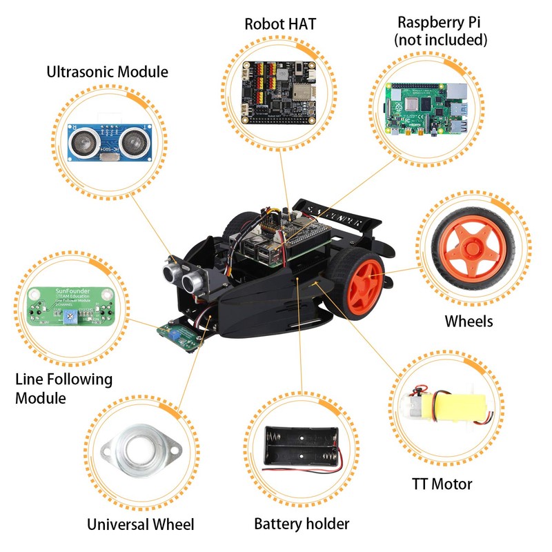 Sunfounder Smart Video Car Kit V2.0 Raspberry Pi 4 Model