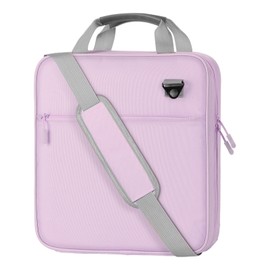 MoKo Zipper Binder, 2 Inch 3 Ring Binder with Zipper,500 Sheets Capacity Zipper Binder with Shoulder Strap & Handle,Multi-Pocket Zipper Binder Organizer for Middle School, Purple & Gray