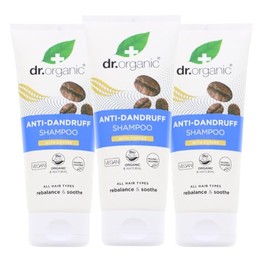 Dr. Organic Anti-Dandruff Shampoo Coffee 200 ml Each for Healthy Scalp Vegan 3 Pieces