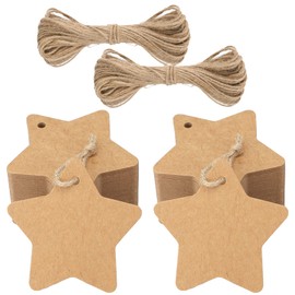 jijAcraft Gift Tags Christmas Star Pendant Kraft Paper Labels, Pack of 200 Gift Tags Kraft Paper Christmas Tags with Jute String for Christmas Gifts Decoration