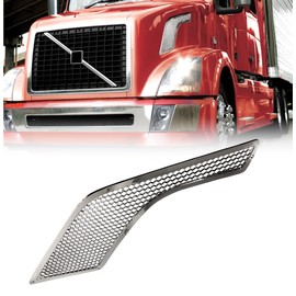 TORQUE Replacement Chrome Side Hood Air Intake Grill Grille for 2003-2017 Volvo VNL Semi Trucks Driver Left Side LHD (TR018-L)