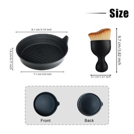 EKUWU Car Cup Coasters, Silicone Cup Holder Insert (4 Pack) with Auto Detail Brush (2 Pack), Non-Slip Raised Edge Spill Guard Car Interior Accessories, Universal for SUV, Sedan, Truck (Black)