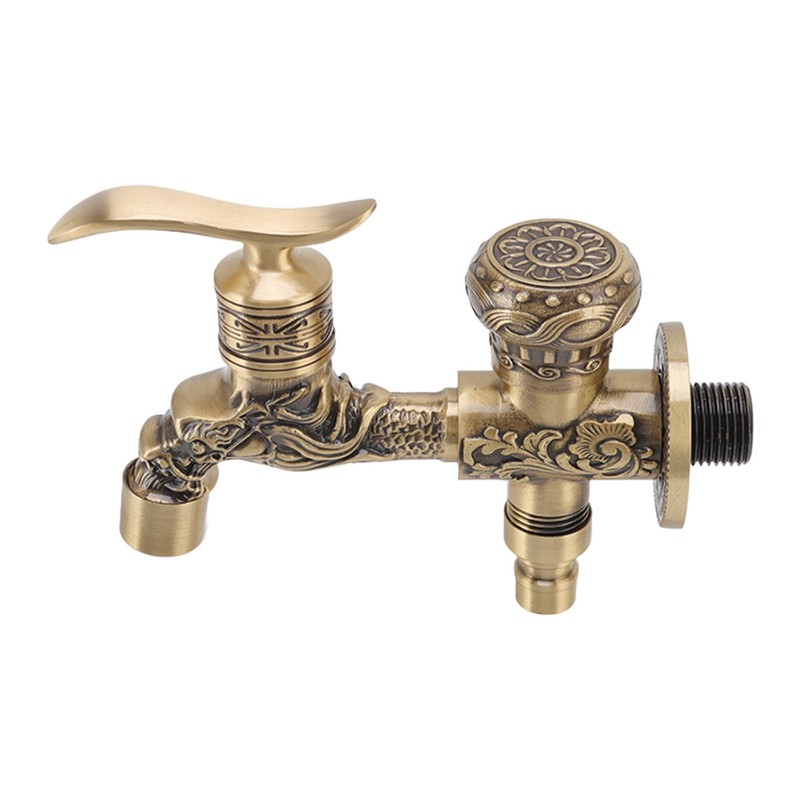 Water Tap 2 Handles 1 Hole Oil Rub Antique Dragon
