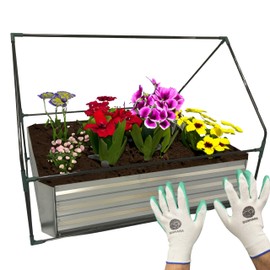 Galvanized Raised Garden Bed with Cover, 4x3x1ft Garden Boxes Outdoor Raised Greenhouse Cover for Raised Garden Bed Rectangular Planter Raised Beds Kit for Garden Large Raised Garden Beds Outdoor