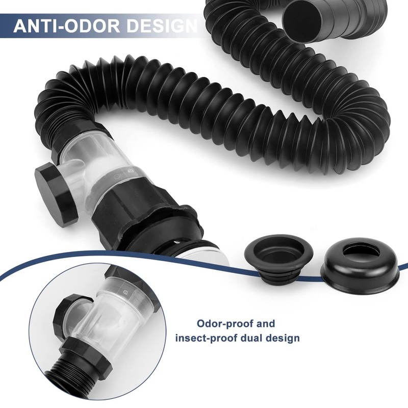 Flexible Drain Hose, CHSEROK Black Drain Fitting for Sink Drain