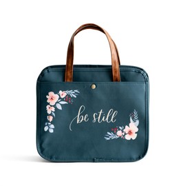DaySpring - Studio 71 - Be Still Floral Bible Cover Tote - Green Canvas Organizational Bag (J6872)