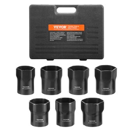 VEVOR Wheel Bearing Locknut Socket Set - Remove and Install Wheel Bearing Lock Nuts 1/2 inch Drive 7 Piece SAE and Metric 6-Point Socket with Storage Case for Ford, Dodge, and Toyota Vehicles