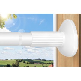 Tension Rod 51-145Inch, Extra Long Curtain Rod No Drilling for Window or Bathroom, Outdoor Curtain Rods for Patio, Easy to Install, Never Rust, Rod Diameter 1.26 Inches-White