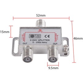 RUNCCI-YUN 2-Way TV Radio F-Connector Adapter Cable Antenna Splitter SAT Splitter Metal TV Splitter with Adaptor + 2 x Cable + 2 x F Male to Coaxial Male + 3 x F Female to Coaxial Coupling