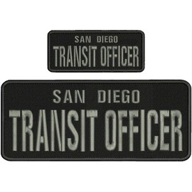 Embroidered Patch - Patches for Women Man - San Diego Transit Officer Hook on Back Grey Letters