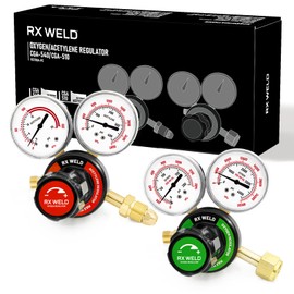 RX WELD Oxygen and Acetylene Regulators CGA540 and CGA510- Compatible with V-Style Welding Gas Torch Cutting, PC-Handle
