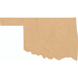 Oklahoma Wood State 15" Shape, Unfinished MDF Craft State Cutout, DIY 1/4"