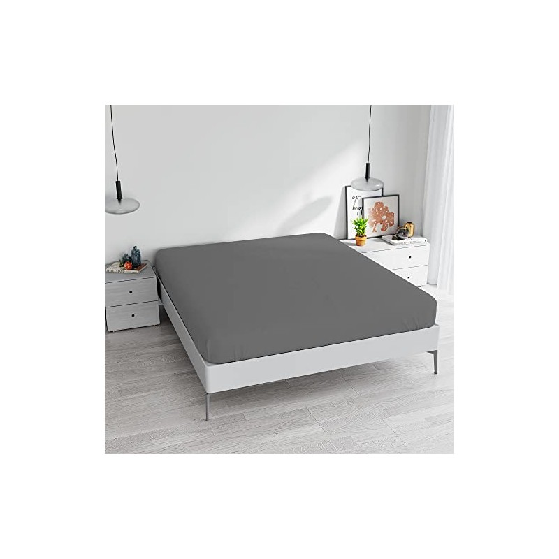 Max Color Fitted Sheet, Smoky Grey, Double 170x200 cm