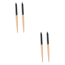 Mikinona 2sets Small Curling Brush Comb for Women Round Hair Styling Brush Wooden Handle Blow Drying 2pcs*2