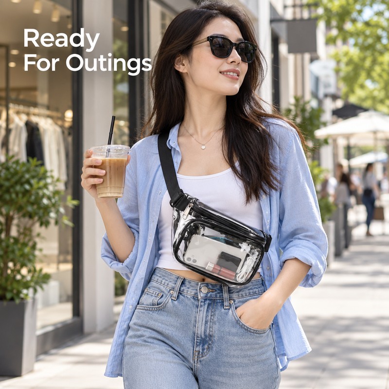 Transparent Waist Bag Clear Sling Belt Bag – PVC Crossbody
