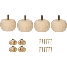 Set of 4 Unfinished Bun Feet Furniture feet 2inches Solid Short Hardwood Round Ottoman Couch Sofa Legs Cabinet Ottoman DIY Wood Furniture Legs