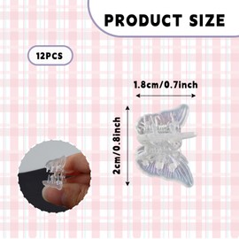 Bojueshaw 12pcs Mini Butterfly Hair Clips,Small Sparkly Colorful Claw Clips for Girls & Women,Cute Glitter Hair Accessories for Braids,Bangs &Updos