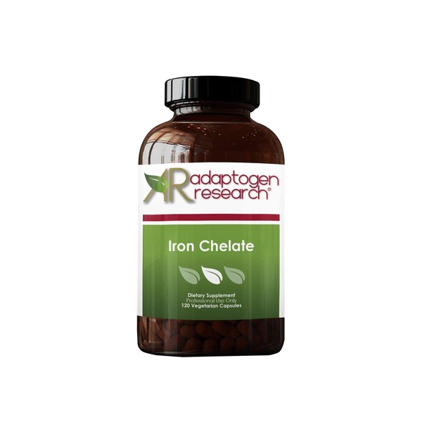 Adaptogen Research | Iron Chelate | 27 mg of Iron | Very High Absorption | 120 Capsules