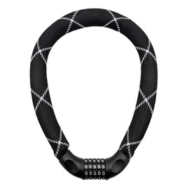 nean Bicycle Lock with Numbers High Security Extremely Robust Fabric Coating, Bicycle Chain Lock, Number Code Combination Lock, Hardened Steel Chain Links, 6 x 6 x 900 mm, black