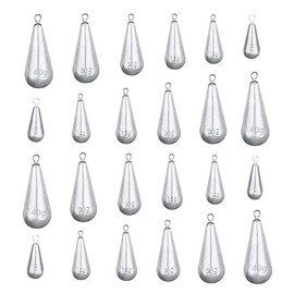 Fishing Pear Lead Set, CAASFOOY 30 Pieces Pear Lead with Eyelet, Casting Sinker, Water Drop Fishing Weights, Fishing Drop Shot Weights, Lead Weights Fishing Accessory Set, 5/10/15/20/30/40 g