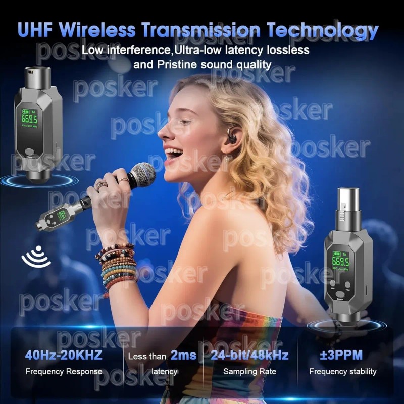 Sistema Inalámbrico De Micrófono Transmisor Receptor Uhf Dsp