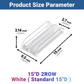 JUNMEI Drink Organizer for Fridge,12oz 16oz - Soda Can Dispenser for Refrigerator,Width Adjustable,Automatic Pusher Glide (White, 15"D 2ROW,Holds 10 Cans)