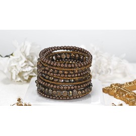 AeraVida Bohemian Brown Dyed Cultured Freshwater Pearl Multi-strand Wrap Around Bracelet | Trendy Wrap Around Bracelets for Women