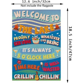Welcome To The Lake Garden Flag Vertical Double Sided Farmhouse Outdoor Yard Decoration 12.5 x 18 Inch