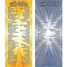 Names of God Book Mark, Set of 10, 156 Names & Descriptions of God, Christian Gift, Blue and Gold