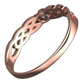 GWG Jewellery 18K Rose Gold Coated Ring 925 Sterling Silver Celtic Knotwork with Stone White of Round Cut – 8 in Gift Box for Women