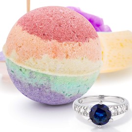 Bath Bomb and Jewelry Surprise Deluxe X Large 9 oz Bath Bombs Fizzies Made in USA, Cruelty Free! (Rainbow Sherbert, 9)
