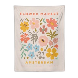 Chordity Danish Pastel Botanical Flower Market Aesthetic Floral Plants Tapestries Wall Hanging Tapestry Decorative Flag For Home Decor Living Room College Dorm Bedroom Banner Poster 30*40 Inch