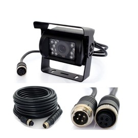 4 Pin Vehicle Backup Camera 12V-24V,18 LED IR Night Vision CCD Car Rear View Parking Reverse Camera + 4Pin Connector 20m/65ft Extension Cable for Bus Truck Camper Lorry Heavy Duty Motorhome