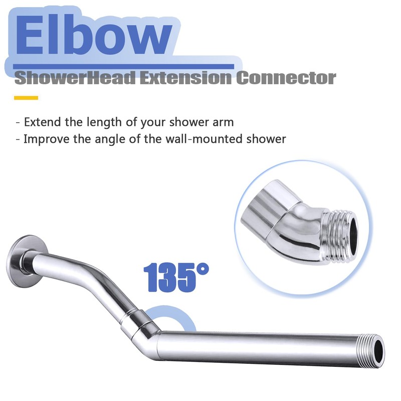 Mesee 2 Packs Shower Head Adapters 135 Degree Angle Shower-Head