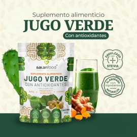 Jugo Verde Detox con Probióticos y Antioxidantes Sabor Natural con Nopal y Jengibre Apoya Digestión e Inmunidad Energizante y 100% Natural de Balanfood