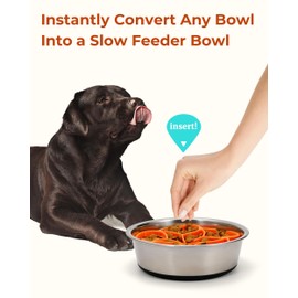 XUEPETT Dog Bowl Slow Feeder Insert, Silicone Slow Feeding Dog Bowl, Slow Eating Dog Bowl Fits Large and Small Breed, Slow Dog Feeder Bowl Insert Compatible with Regular and Elevated Dog Bowls