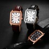Mens Watch Square Leather Seiko Watch Waterproof: Quartz Watch Leather