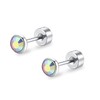 ZDE Titanium Flatback Earrings for Women Crystal Stud Earrings Flat