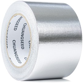 CHUANGSEED Adhesive Aluminum Foil Fiberglass Heat Shield Tape 3in x 90ft, Reflective Material Cool Tape Self-Adhesive for HVAC, Pipe, Auto,High Temp Protection