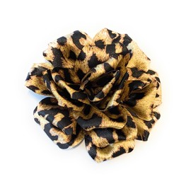 Large Rose Fascinator Corsage Hair Clip and Brooch Pin, Satin Flower, Multi-Colour Options (Leopard Print)