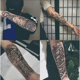 DQFART realistic temporary tattoos Trendy Botanical Juice Tattoo – Full Arm, Water-Resistant, and Ultra-Durable for a Realistic Look - Specification: SET A