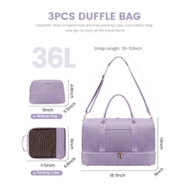 LOVEVOOK Travel Bag,Weekender Bag for Women Travel Duffle Bag with Shoe Compartment,Carry on Overnight Bag with Wet Pocket,Gym Yoga Duffel Bag,Hospital Bags for Labor and Delivery,3 Pcs Set