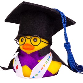 MuMyer - Decoración de tablero de coche de pato de graduación, adornos de goma para regalo de graduación con mini anteojos, capa y faja (A1)