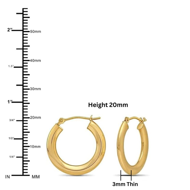 14k Yellow Gold Round Flat Hoop Earrings (20MM)