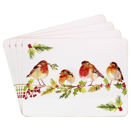 Set of 4 Place Mats - Winter Robin Design