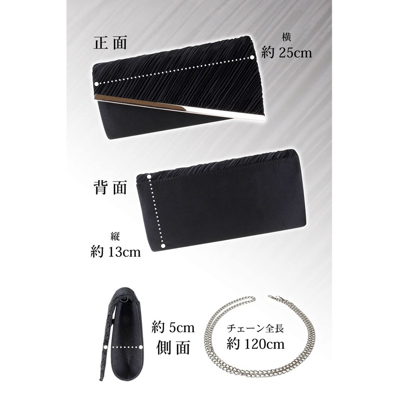 Reussite Pore claire Party Bag, Large 3-Way Pleated Women's Clutch