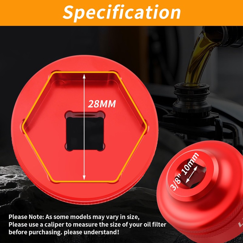 LIFSHP 28MM Oil Filter Socket, 3/8" Drive Compatible Dodge Ram